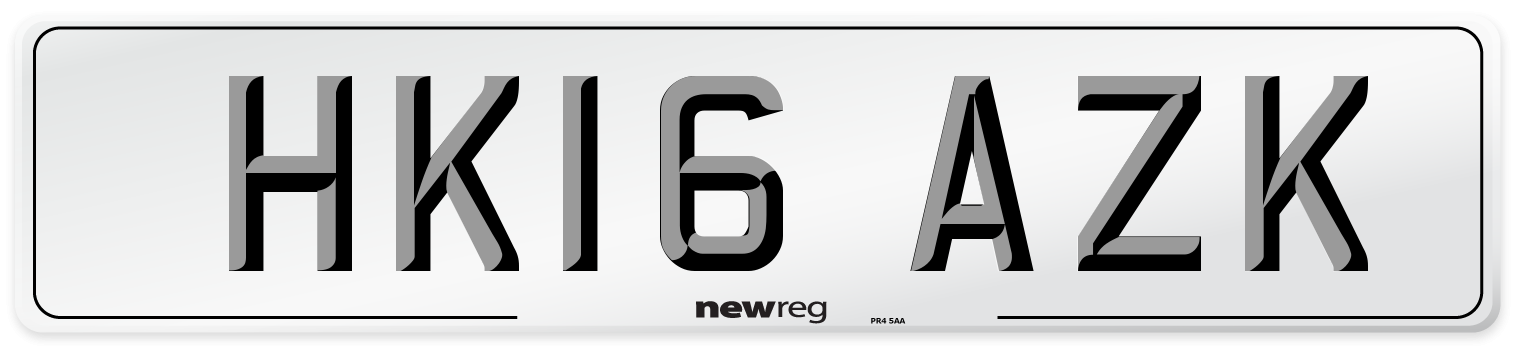 HK16 AZK Number Plate from New Reg